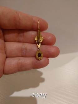 Vintage Amethyst, Garnet And Pearl 24ct Gold Plated Silver Drop Earrings