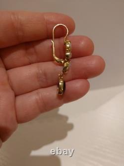 Vintage Amethyst, Garnet And Pearl 24ct Gold Plated Silver Drop Earrings