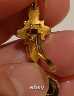 Vintage Amethyst, Garnet And Pearl 24ct Gold Plated Silver Drop Earrings