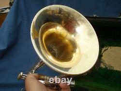 Vintage Antique C. G Conn Cornet Silver Plated Original W Case & Extras