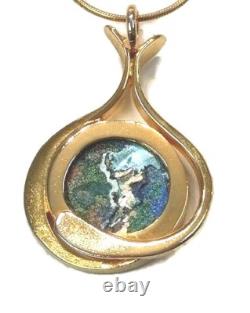 Vintage Antique Roman Glass Gold Plated Pendant Silver 925 Rachel Gera Original