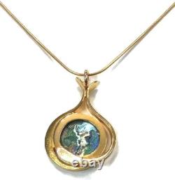 Vintage Antique Roman Glass Gold Plated Pendant Silver 925 Rachel Gera Original