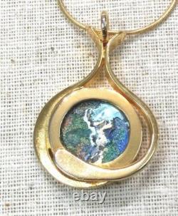 Vintage Antique Roman Glass Gold Plated Pendant Silver 925 Rachel Gera Original