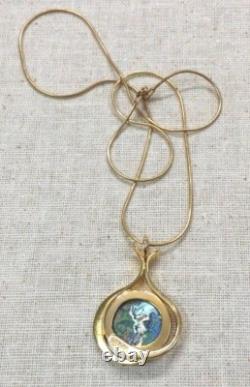 Vintage Antique Roman Glass Gold Plated Pendant Silver 925 Rachel Gera Original