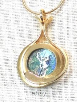Vintage Antique Roman Glass Gold Plated Pendant Silver 925 Rachel Gera Original