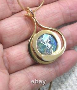 Vintage Antique Roman Glass Gold Plated Pendant Silver 925 Rachel Gera Original
