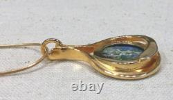 Vintage Antique Roman Glass Gold Plated Pendant Silver 925 Rachel Gera Original