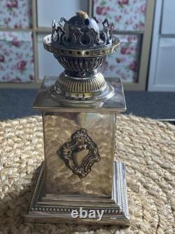 Vintage Antique Silver Plated Oil Lamp Base Victorian Hinks Hallmarked