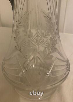 Vintage Antique Victorian Claret Jug Silver Plated Glass Art Nouveau Decanter