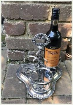 Vintage Antique Victorian Silver Plate Wine Bottle Holder Tantalus