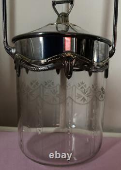 Vintage Antique Victorian Wmf Silver Plate Biscuit Barrel Cut Glass Crystal Vgc