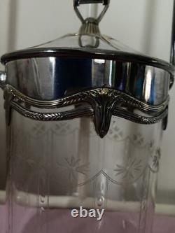 Vintage Antique Victorian Wmf Silver Plate Biscuit Barrel Cut Glass Crystal Vgc