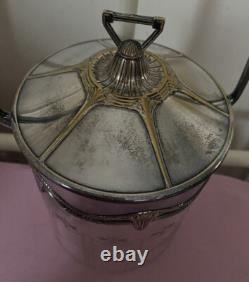 Vintage Antique Victorian Wmf Silver Plate Biscuit Barrel Cut Glass Crystal Vgc