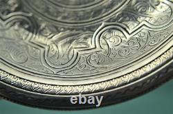 Vintage Arabic Egyptian Silver engraved Dish / Plate 1941 ww2 Era 12 cm wide