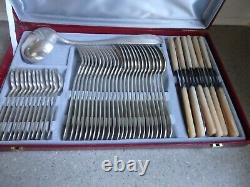 Vintage Art Deco French Apollo Silver Plated Cutlery Set 49 Pieces