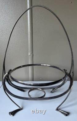 Vintage Art Deco Silver Plate & Glass Centrepiece Bowl with Handle 36 cm