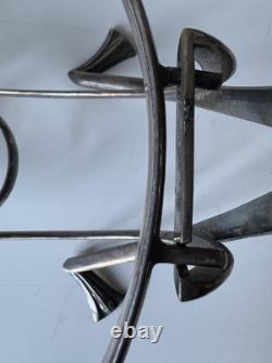 Vintage Art Deco Silver Plate & Glass Centrepiece Bowl with Handle 36 cm