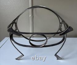 Vintage Art Deco Silver Plate & Glass Centrepiece Bowl with Handle 36 cm