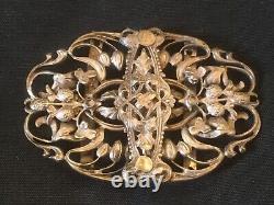 Vintage Art Nouveau Silver Plated Nurses Belt Buckle Flowers & Starwberries