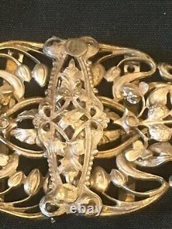 Vintage Art Nouveau Silver Plated Nurses Belt Buckle Flowers & Starwberries