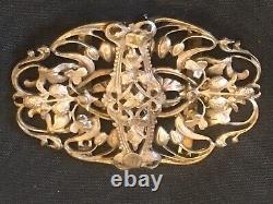 Vintage Art Nouveau Silver Plated Nurses Belt Buckle Flowers & Starwberries