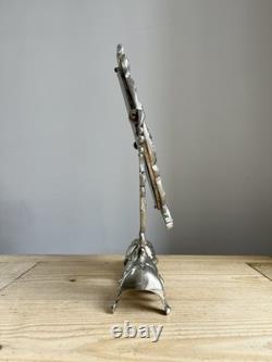 Vintage Baroque Rococo Silver Plated Cherub Vanity Tilting Mirror 32cm x 22cm