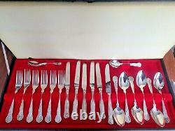 Vintage Boxed 24pce Silver Plated Viners Cutlery Set Red Interior