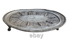 Vintage Brass Lord Vishnu Dashavatara 10 Avtar Embossed Silver Plated Plate Tray