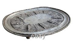 Vintage Brass Lord Vishnu Dashavatara 10 Avtar Embossed Silver Plated Plate Tray