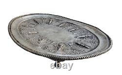 Vintage Brass Lord Vishnu Dashavatara 10 Avtar Embossed Silver Plated Plate Tray