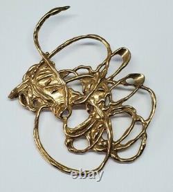 Vintage Brutalist Sterling Silver Gold Vermeil Freeform OOAK Pendant Signed 925