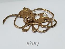 Vintage Brutalist Sterling Silver Gold Vermeil Freeform OOAK Pendant Signed 925