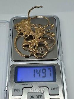 Vintage Brutalist Sterling Silver Gold Vermeil Freeform OOAK Pendant Signed 925