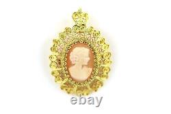 Vintage Cameo, Silver (Italy) Brooch & Pendant, Gold Plated, Heart, L 3,3 CM