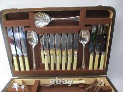 Vintage Canteen of Silver Plate Cutlery B & J Sippel 87 Pieces / For 6 Settings