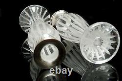 Vintage Carrs Silver Plated Crystal Etched Glass Vases