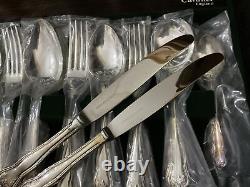 Vintage Cavalier Silver Plated Canteen Cutlery Bow and Ribbon 44 Pieces Unused