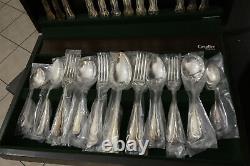 Vintage Cavalier Silver Plated Canteen Cutlery Bow and Ribbon 44 Pieces Unused