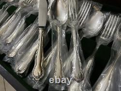 Vintage Cavalier Silver Plated Canteen Cutlery Bow and Ribbon 44 Pieces Unused