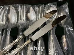 Vintage Cavalier Silver Plated Canteen Cutlery Bow and Ribbon 44 Pieces Unused