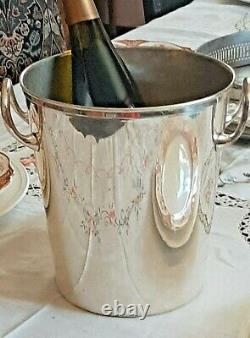 Vintage Champagne Bucket Silver Plate Wine Chiller European Hotel Style