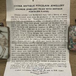 Vintage Chinese Porcelain Pottery Shard Pendant Silver Plated
