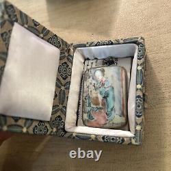 Vintage Chinese Porcelain Pottery Shard Pendant Silver Plated