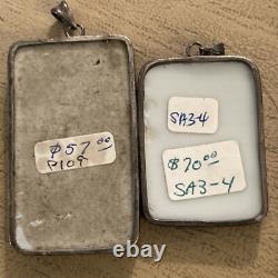 Vintage Chinese Porcelain Pottery Shard Pendant Silver Plated