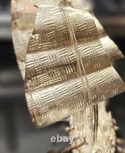 Vintage Chinese Silver-Plated Dragon Boat, War Junk Model