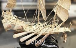 Vintage Chinese Silver-Plated Dragon Boat, War Junk Model
