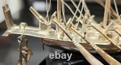Vintage Chinese Silver-Plated Dragon Boat, War Junk Model