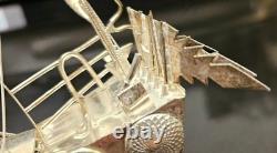 Vintage Chinese Silver-Plated Dragon Boat, War Junk Model