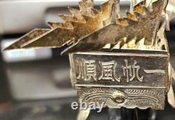 Vintage Chinese Silver-Plated Dragon Boat, War Junk Model