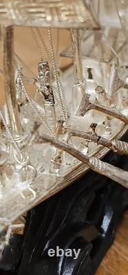 Vintage Chinese Silver-Plated Dragon Boat, War Junk Model